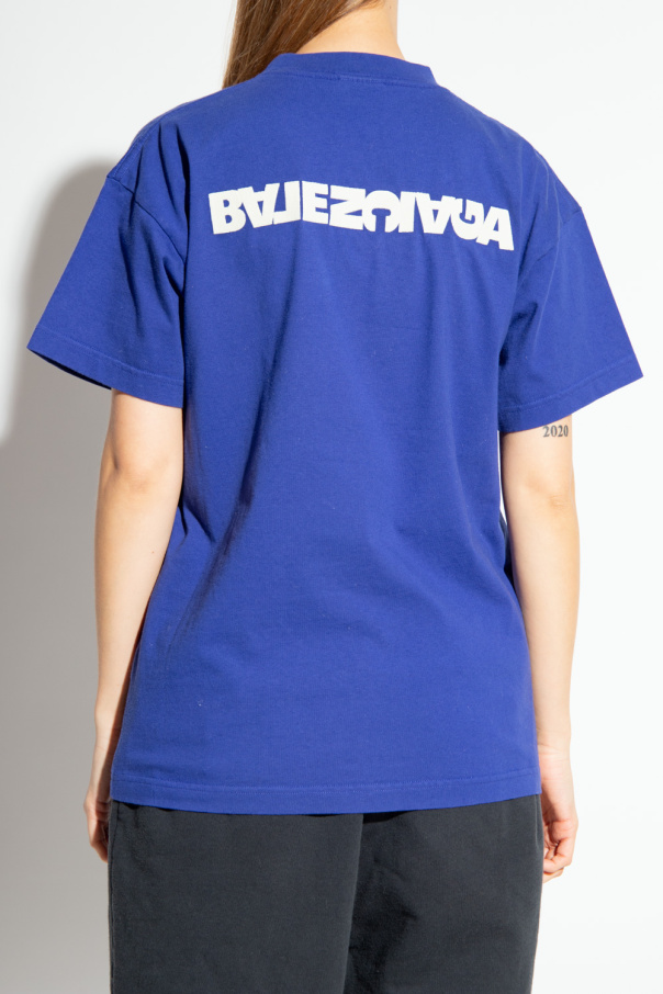 Tシャツ・カットソー BALENCIAGA Woman T-Shirt Blue 764235TIV52 9798 balenciaga logo print oversized shirt item - shirt with logo